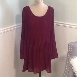 Pleated Burgundy Dress